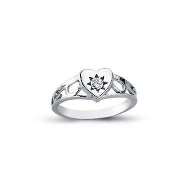 925 Silver CZ Set Heart Signet Ring