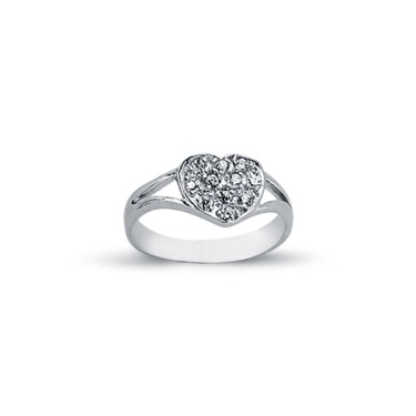 925 Silver CZ Set heart Signet Ring