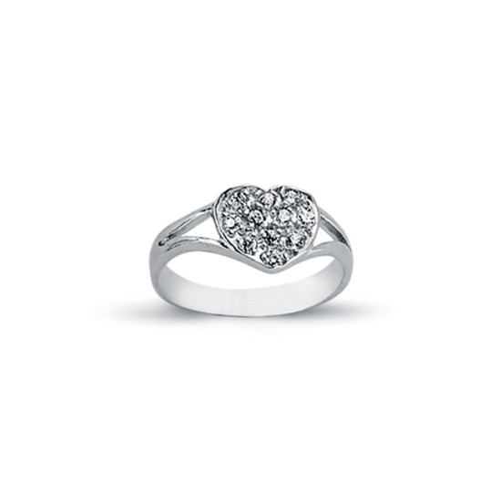 925 Silver CZ Set heart Signet Ring