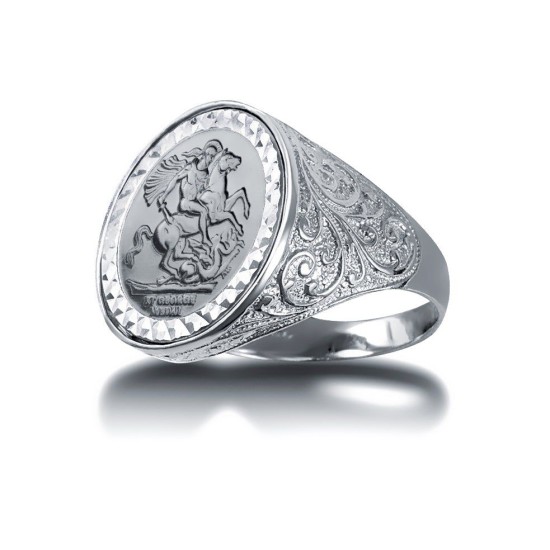 925 Silver Half Sovereign Ring