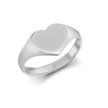 JN Jewellery 925 Silver Heart Shape Signet Ring