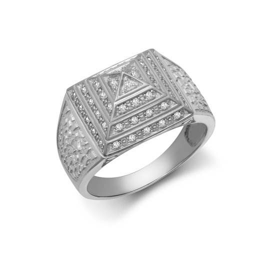 JN Jewellery 925 Silver CZ Set Pyramid Ring