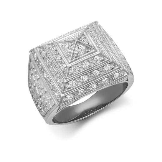 JN Jewellery 925 Silver CZ Set Pyramid Ring