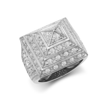 JN Jewellery 925 Silver CZ Set Pyramid Ring