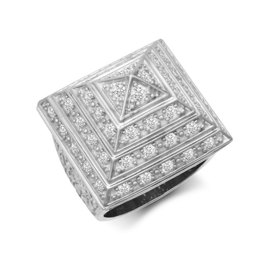JN Jewellery 925 Silver CZ Set Pyramid Ring