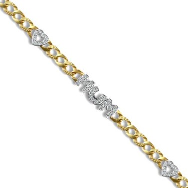 9ct Yellow Gold Cubic Zirconia Mum Heart Bracelet