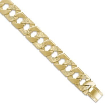 9ct Gold Heavy Cast Lizard & Polished Curb Bracelet