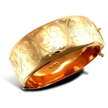 9ct Yellow Gold Diamond Cut Bangle