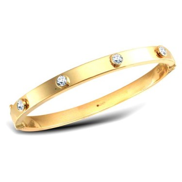 9ct Yellow Gold Rub-Over Set Bangle