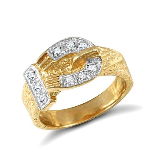9ct Yellow Gold Cubic Zirconia Childrens Buckle Ring