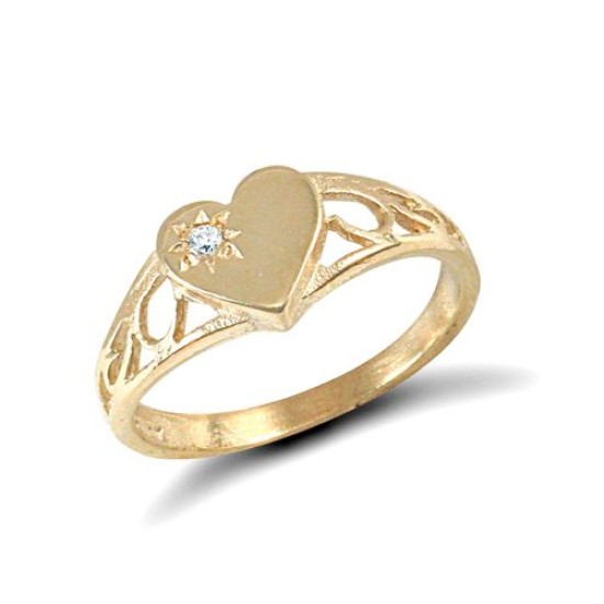 9ct Yellow Gold Cubic Zirconia Childrens Heart Ring