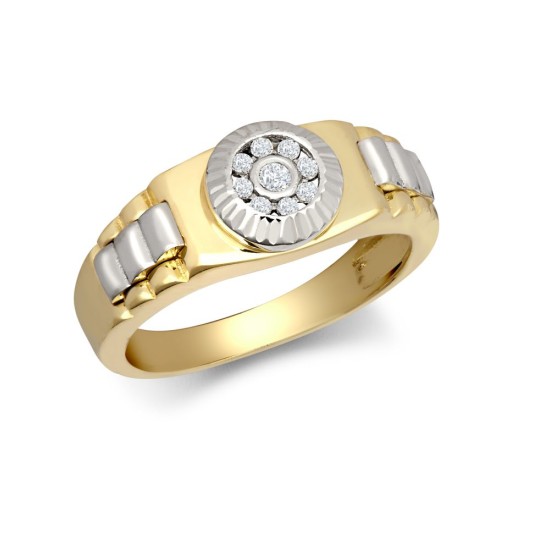 9ct 2 Colour Gold Childs CZ Set Watch Strap & Bezel Ring