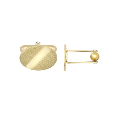 9ct Yellow Gold Oval Engine Turned Cufflinks| Swivel Backs