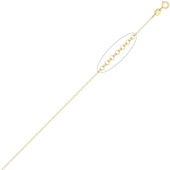 JN Jewellery 9ct Yellow Gold Round Belcher 1.7mm Gauge Pendant Chain