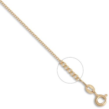 9ct Yellow Gold Diamond Cut Curb 1.1mm Gauge Pendant Chain