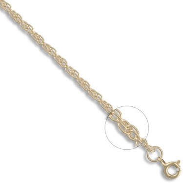 9ct Yellow Gold Prince of Wales 2.6mm Gauge Pendant Chain