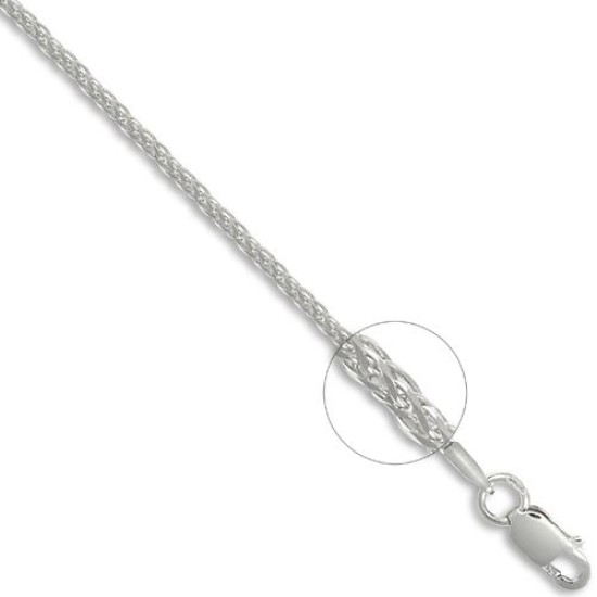 9ct White Gold Diamond Cut Spiga 1.2mm Gauge Pendant Chain