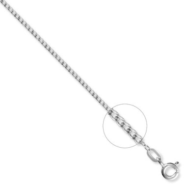 9ct White Gold Flat Curb 1.4mm Gauge Pendant Chain