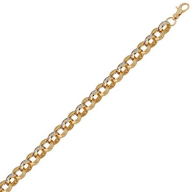9ct Yellow Gold CZ set and Patterened Belcher 13.5mm Gauge Chain