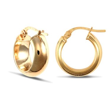9ct Yellow Gold Wedding Band Style Earrings