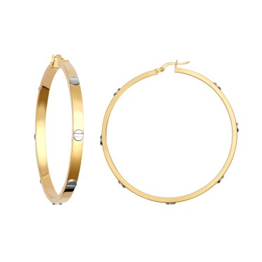 9ct Yellow & White Gold 4mm Hoop Earring