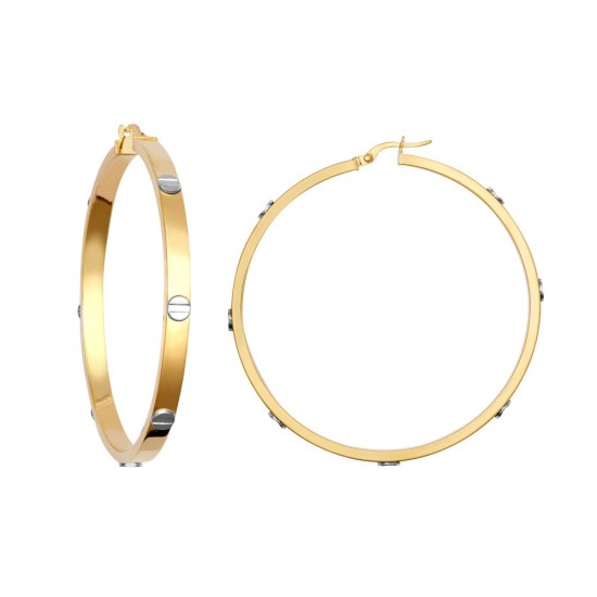 9ct Yellow & White Gold 4mm Hoop Earring
