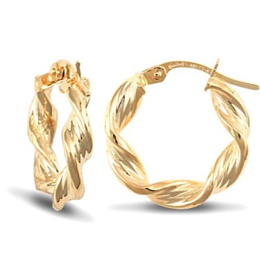 9ct Yellow Gold Barked Twist Earrings