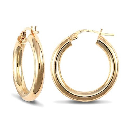 9ct Yellow Gold Hoop Earrings - 3mm Tube