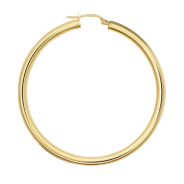 9ct yellow gold 3mm polished round-tube creole hoops.