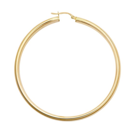 9ct yellow gold 3mm polished round-tube creole hoops.