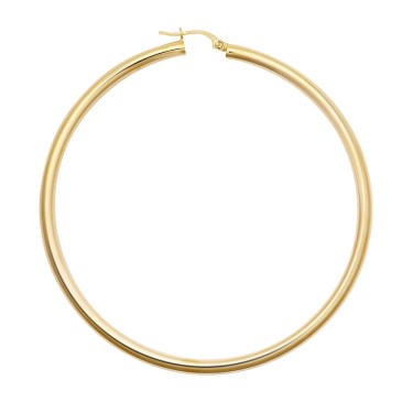 9ct yellow gold 3mm polished round-tube creole hoops.