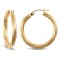 9ct Yellow Gold Twist Hoop Earrings - 3mm Tube