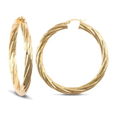 9ct Yellow Gold Twist Hoop Earrings