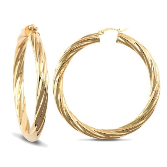 9ct Yellow Gold Twist Hoop Earrings