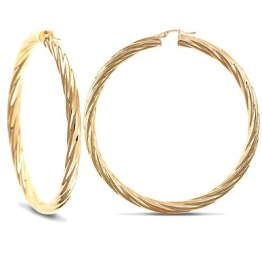 9ct Yellow Gold Twist Hoop Earrings