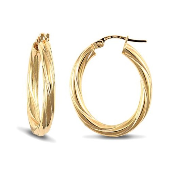 9ct Yellow Gold Twist Oval Earrings