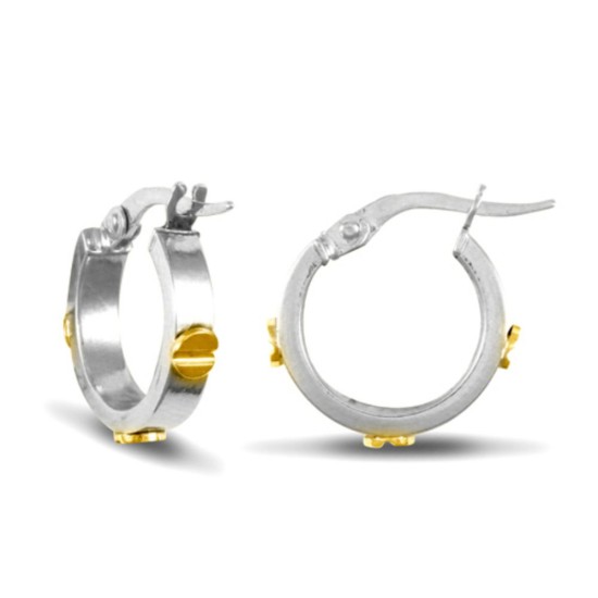 9ct Yellow & White Gold 3mm Hoop Earring