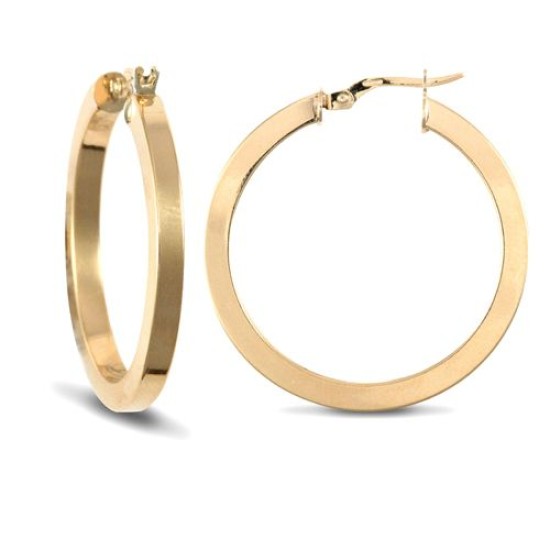 9ct Yellow Gold Square Hoop Earrings