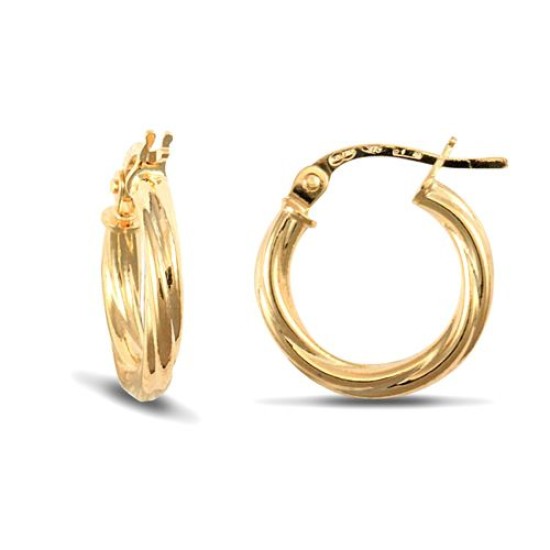 9ct Yellow Gold Twist Hoop Earrings