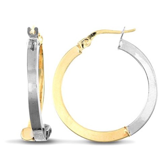 9ct Yellow And White Gold Square Earrings