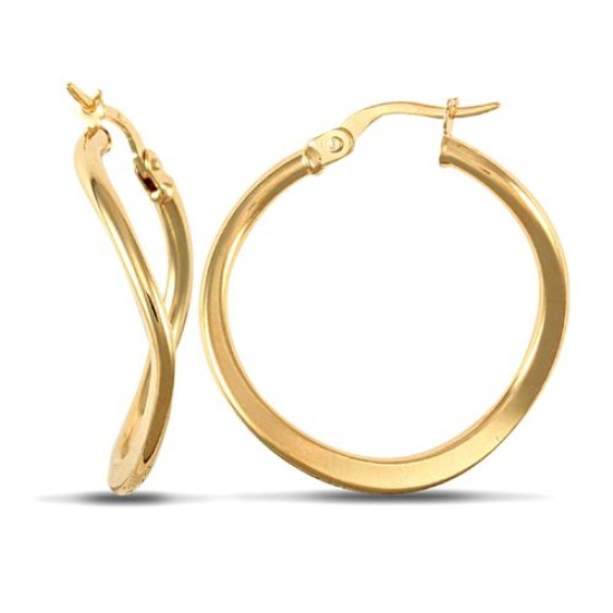 9ct Yellow Gold Super Light Wavy Shape Earrings