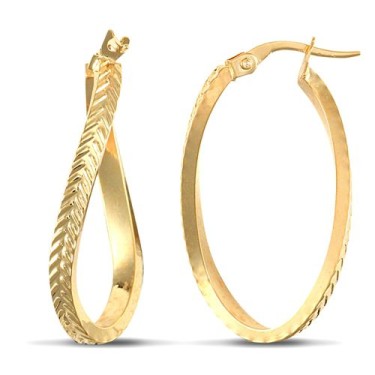 9ct Yellow Gold Super Light Oval Earrings