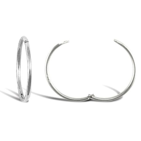 9ct White Gold Plain Hinged Sleepers