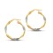 9ct Yellow And White Gold Plain And Frost Hoop Earrings