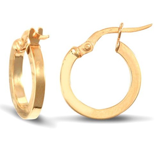 9ct Yellow Gold Square Tube Hoop Earrings