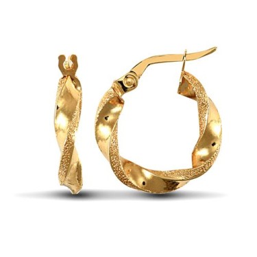 9ct Yellow Gold Polished/Frost Hoop Earrings