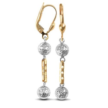 9ct Yellow And White Gold Drop Earrings