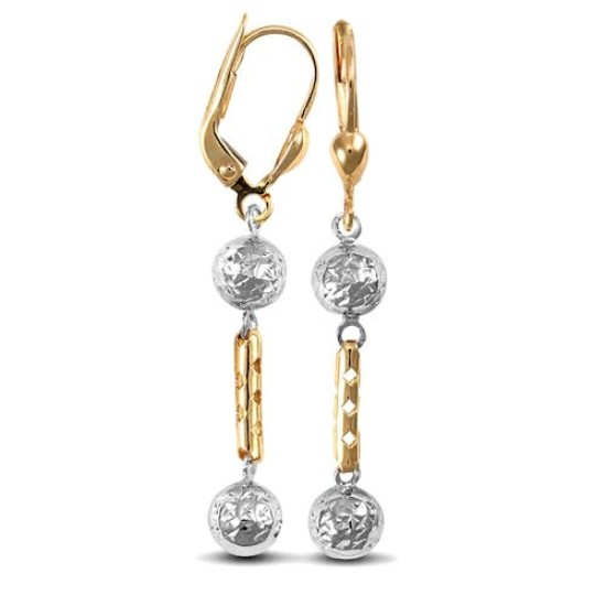 9ct Yellow And White Gold Drop Earrings