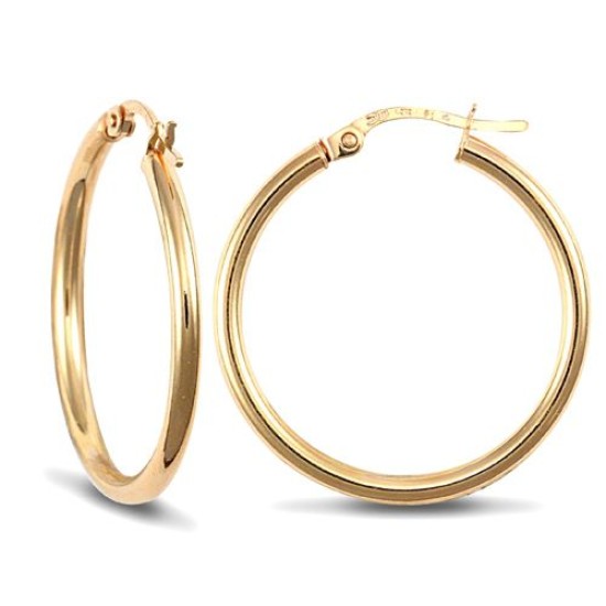 9ct Yellow Gold Ultra Light Plain Hoop Earrings