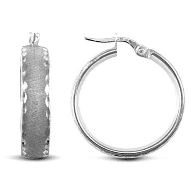 9ct White Gold Court Hoop Earrings